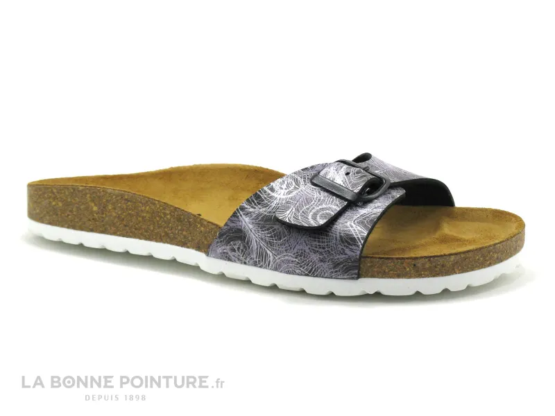 Achat chaussures Bio Life Femme Mule, vente BioLife 0881 Noir Gris Argent - Mule reglable Femme