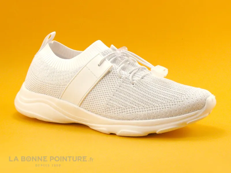 Achat chaussures Moran's Femme Chaussure de Sport, vente Morans KITA Blanc - Basket maille pailletee