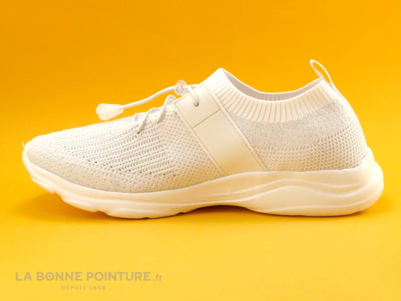 Achat chaussures Moran's Femme Chaussure de Sport, vente Morans KITA Blanc - Basket maille pailletee