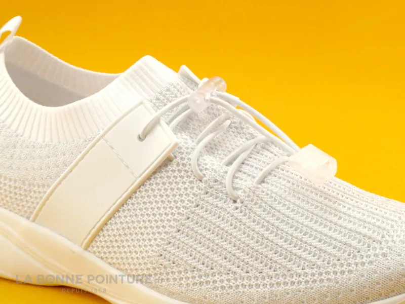 Achat chaussures Moran's Femme Chaussure de Sport, vente Morans KITA Blanc - Basket maille pailletee