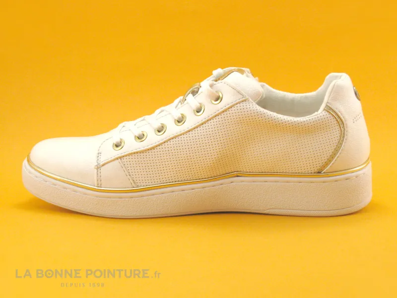 Achat chaussures Mustang Shoes Femme Basket, vente Mustang 1300-303-111 Blanc Or - Basket basse Femme