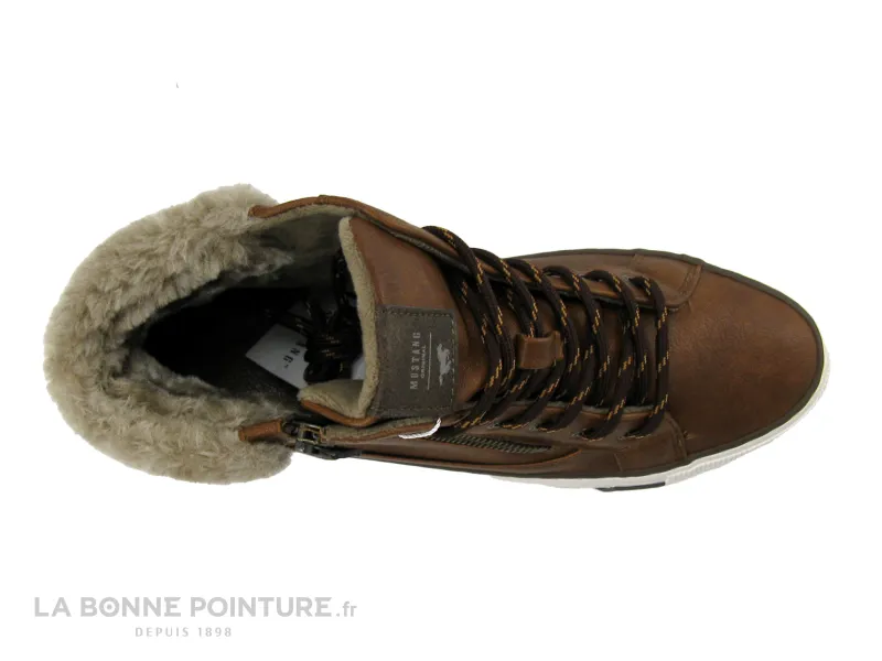 Achat chaussures Mustang Shoes Femme Chaussure montante, vente Mustang 1410-504-307 Cognac - Basket montante marron - Haut fourr