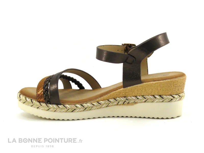 Achat chaussures The Divine Factory Femme Sandale et Nu-pieds, vente The Divine Factory  HT4833 Camel metallise et marron - Sand