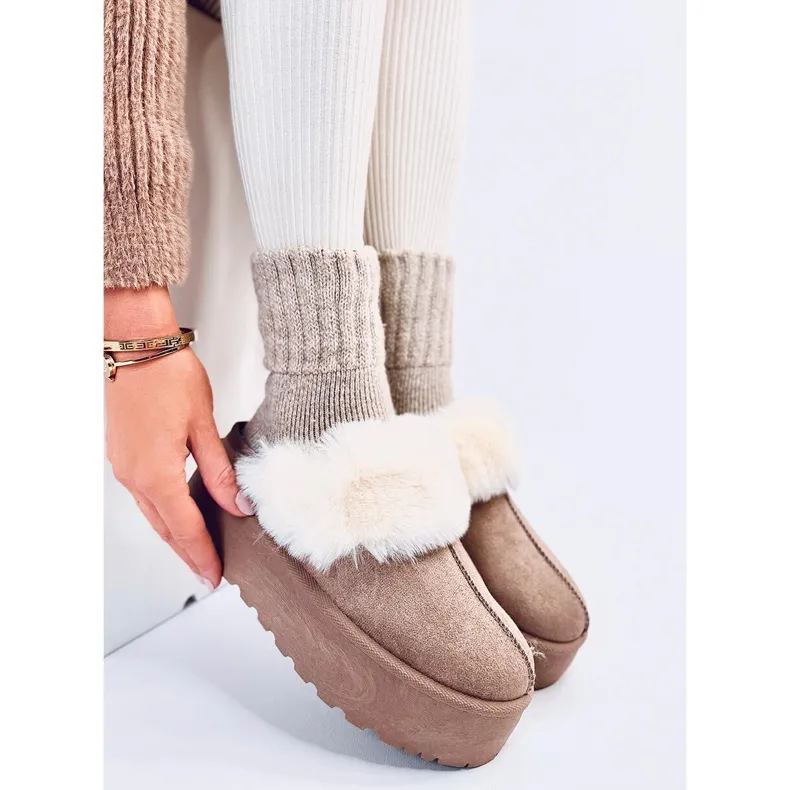 Allod Chaussons de neige plateforme kaki beige