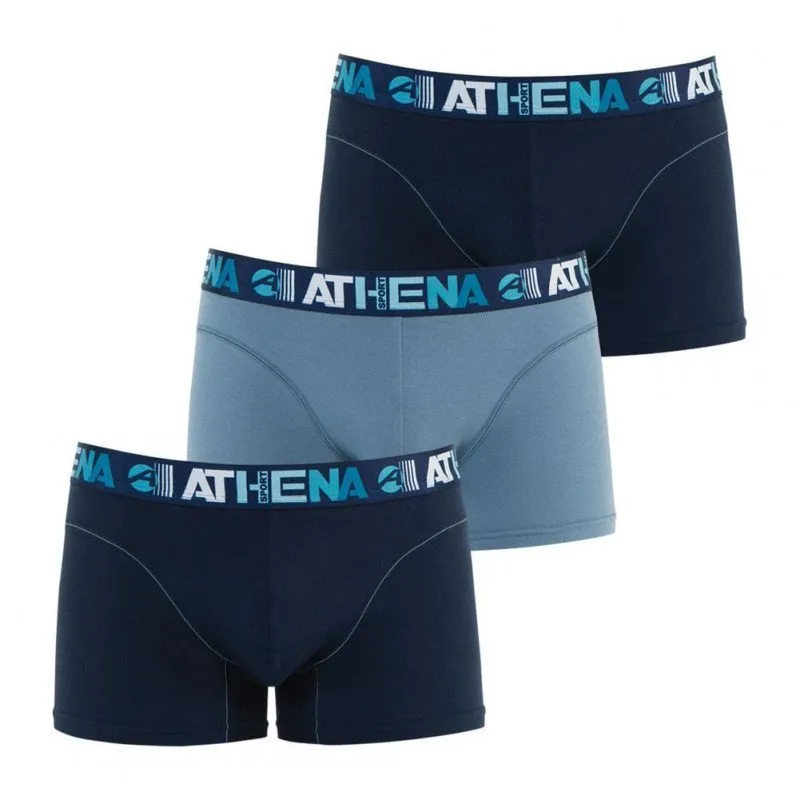 ATHENA Lot de 3 Boxers Homme Coton ENDURANCE3 Marine Gris Marine