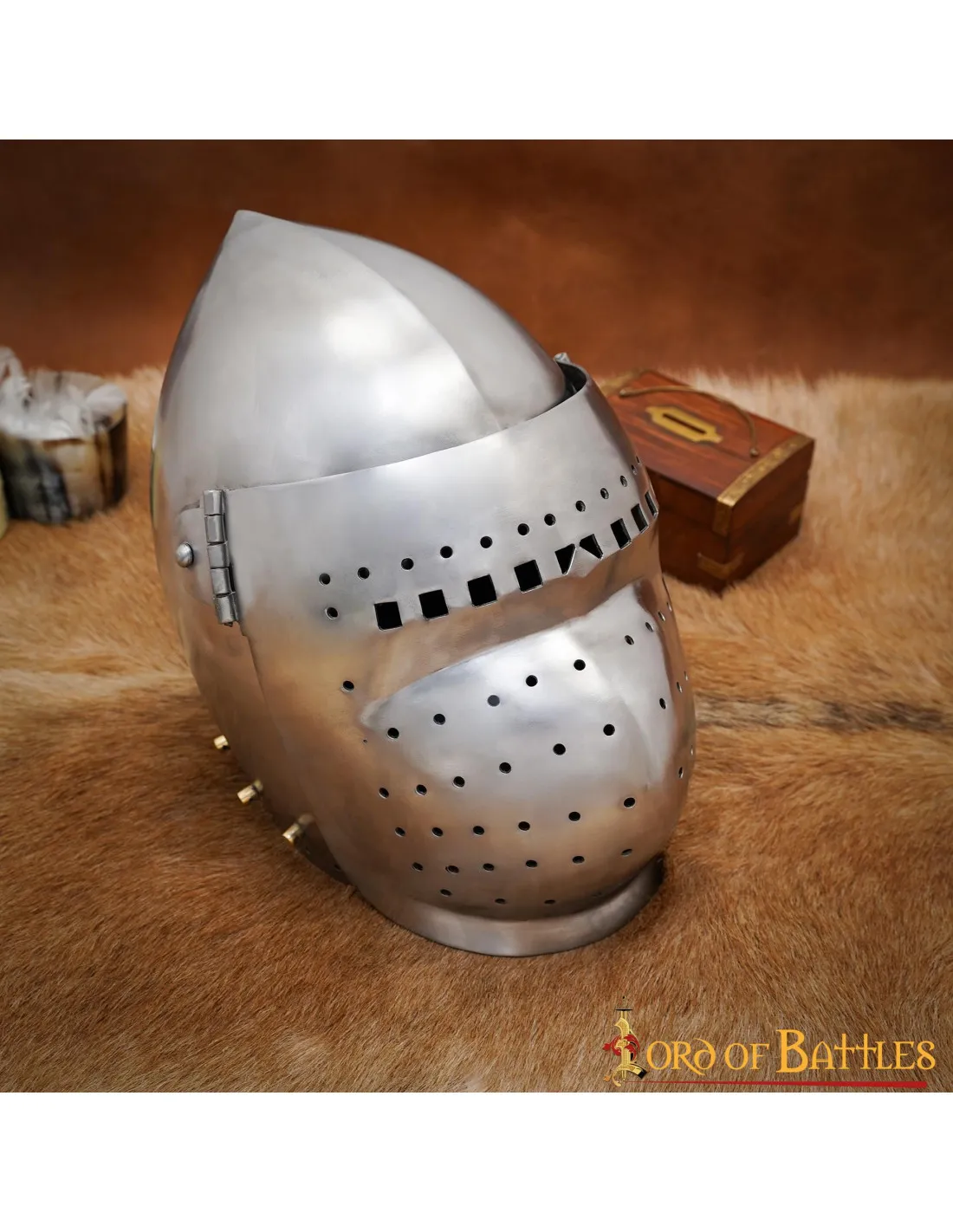 Bacinet médiéval à visière complète, S. XIV ⚔️ Boutique Épées