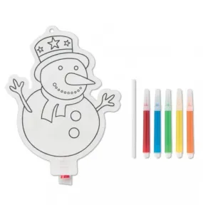 Ballon Bonhomme de Neige à Colorier avec 5 Marqueurs en Divers Coloris