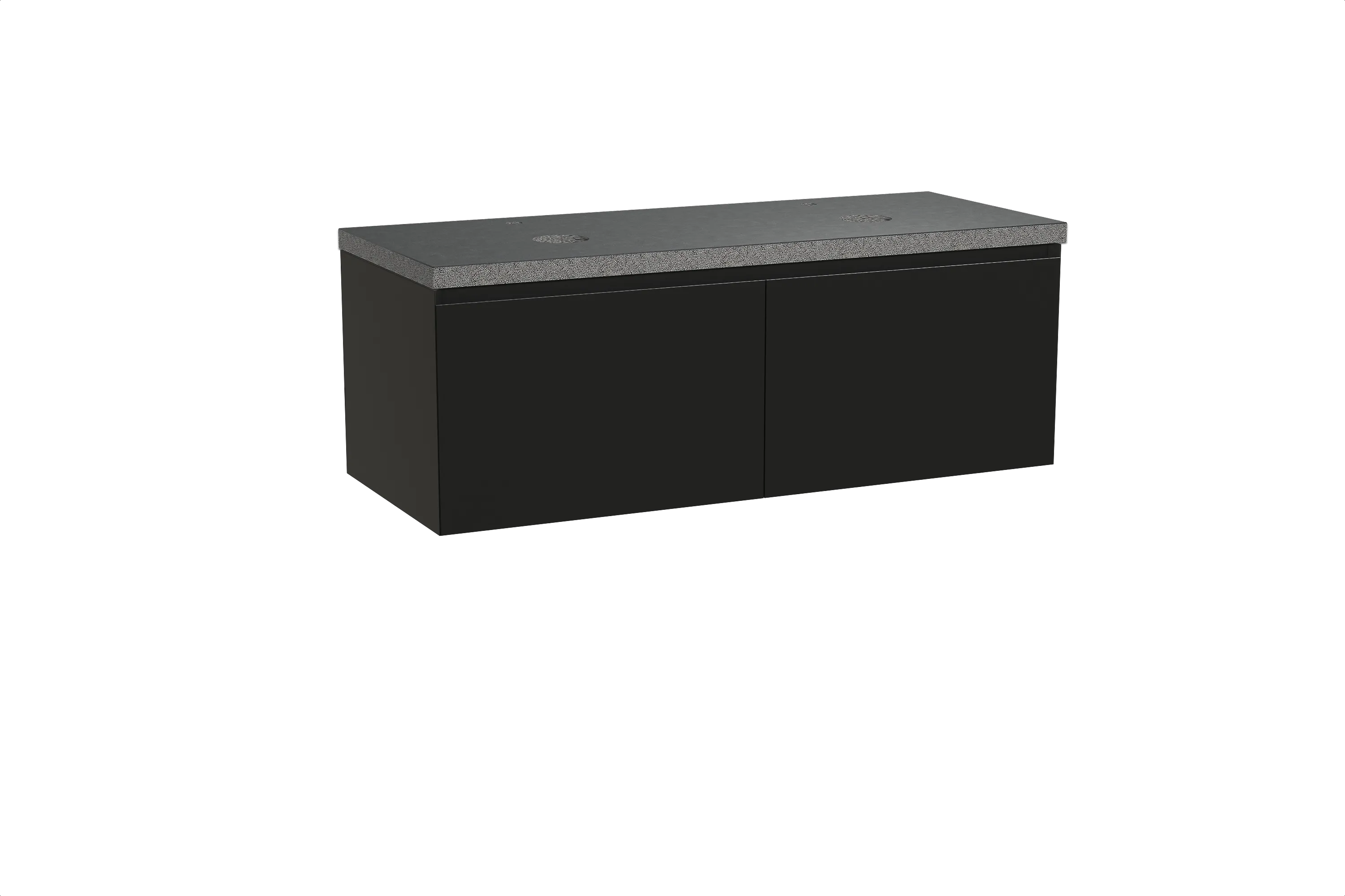 Balmani Idra meuble salle de bains suspendu 135 x 55 cm noir mat avec Rock tablette double en granit noir