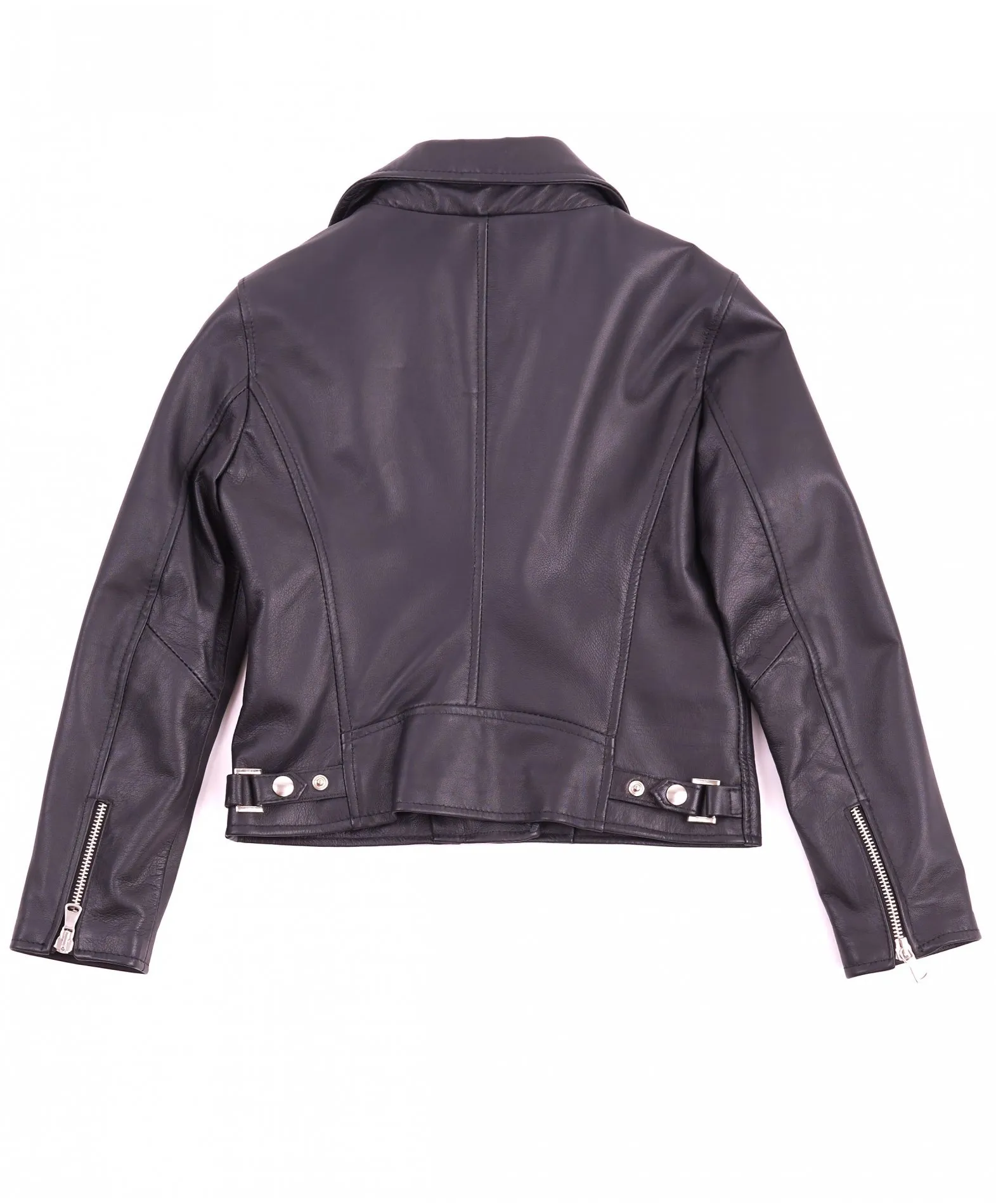 Blouson cuir enfant noir motard  unisexe cuir plongé