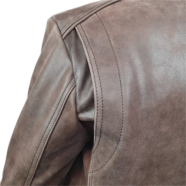 Blouson cuir vachette marron vieillie