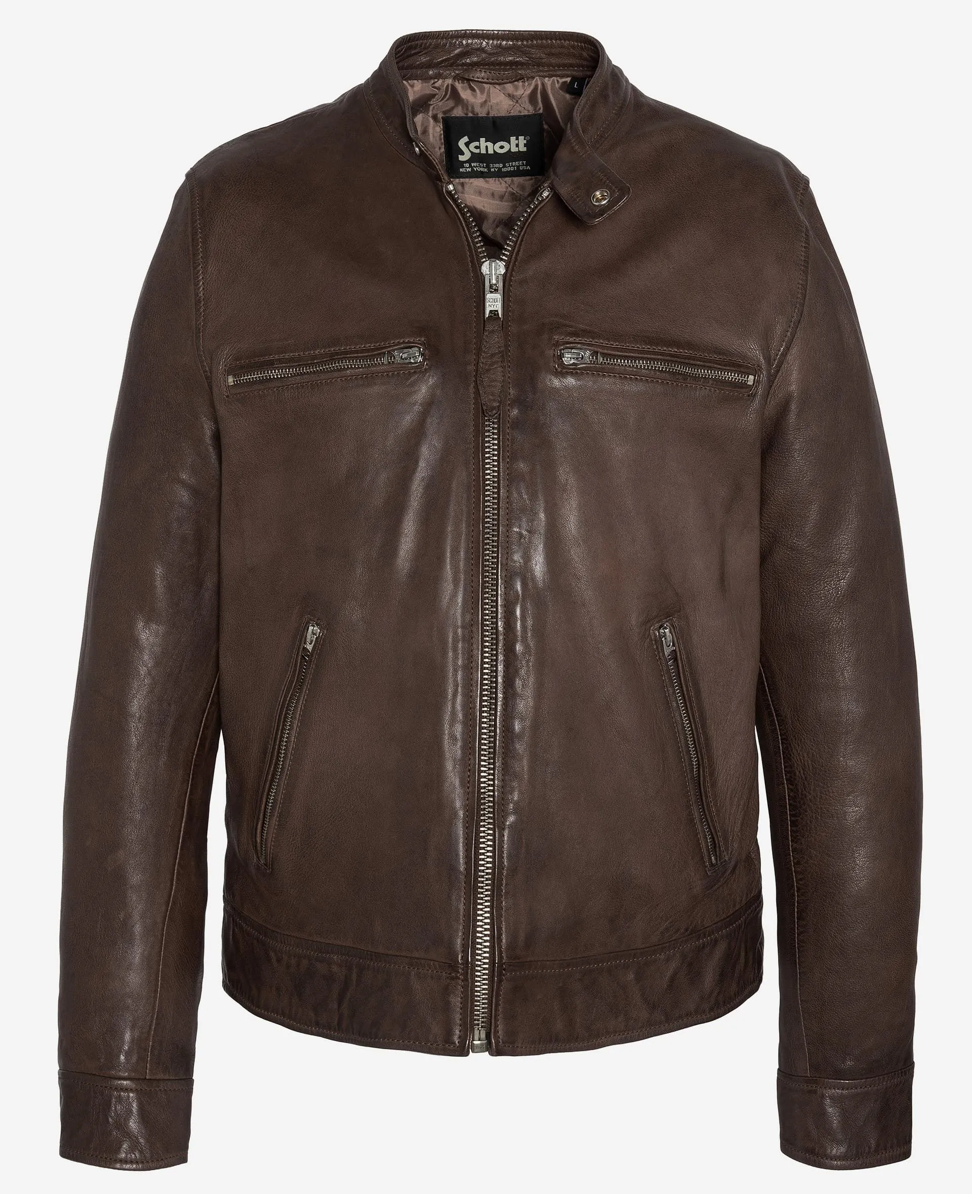 Blouson motard, cuir d'agneau lavé