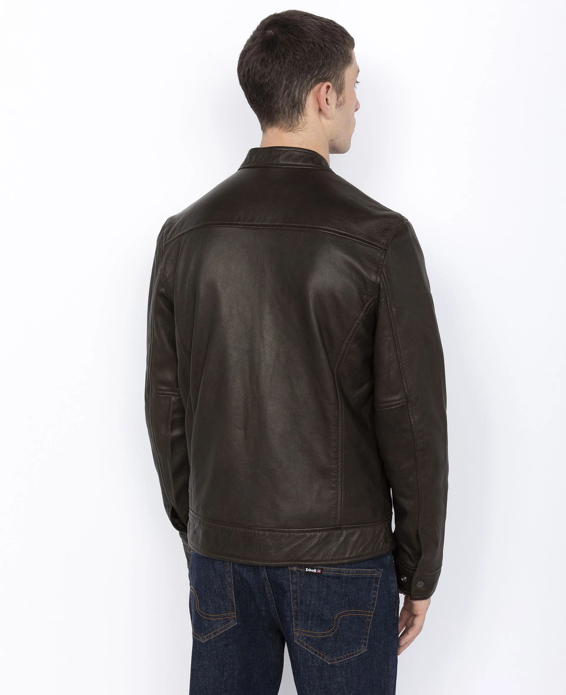 Blouson motard, cuir d'agneau lavé