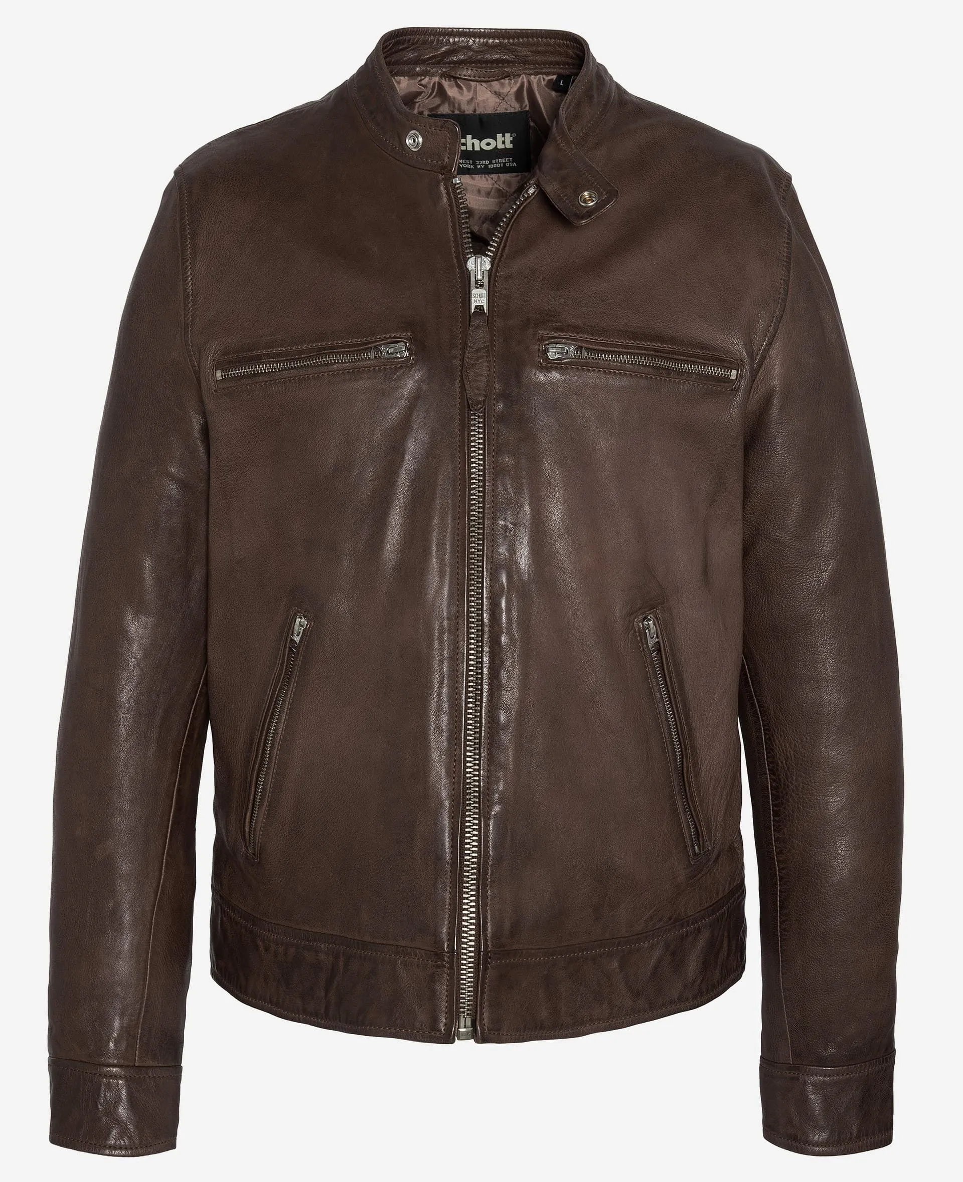 Blouson motard, cuir d'agneau lavé