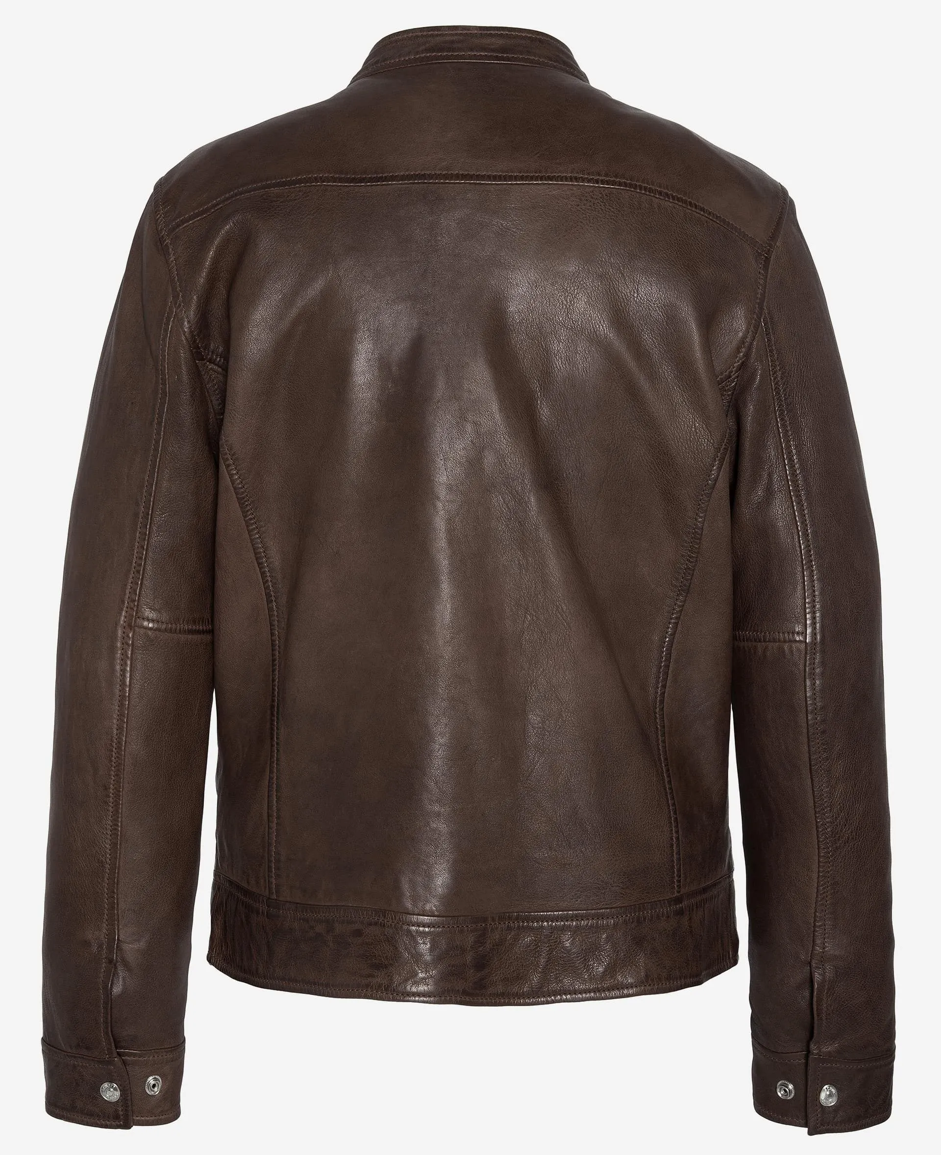 Blouson motard, cuir d'agneau lavé