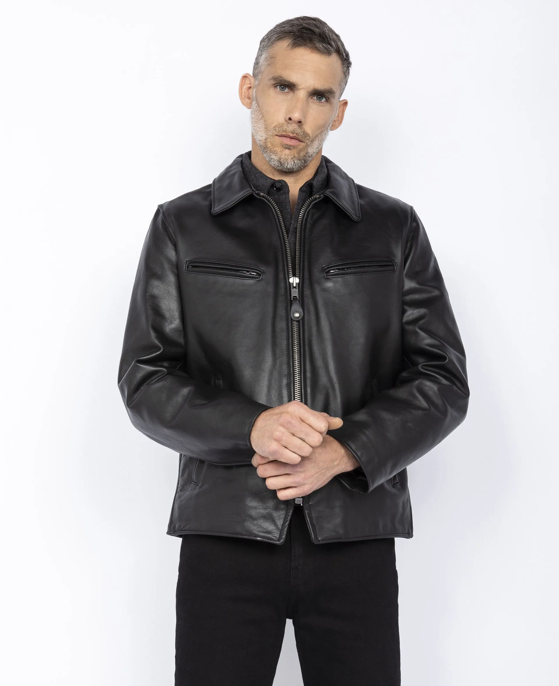 Blouson motard mythique USA, cuir de vachette