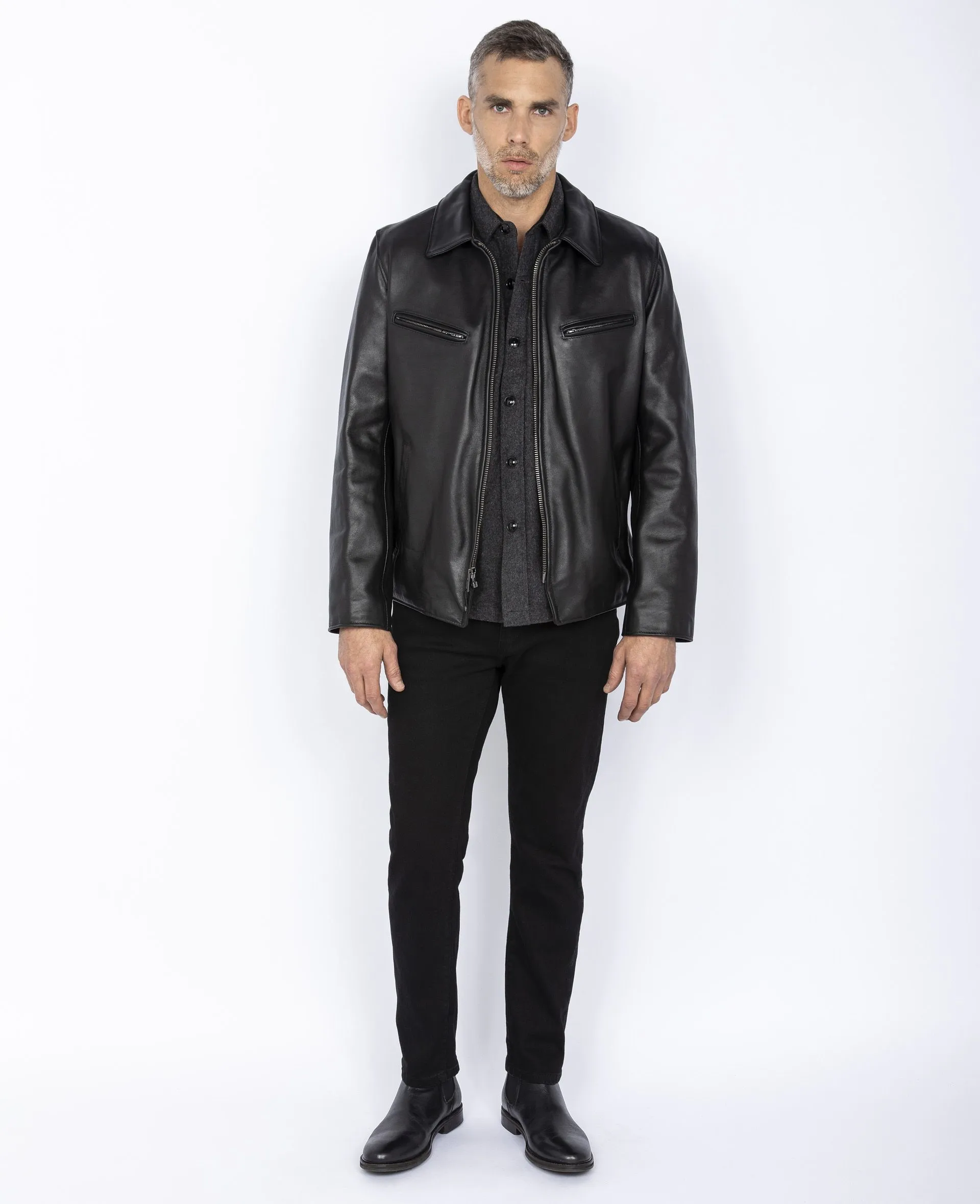 Blouson motard mythique USA, cuir de vachette