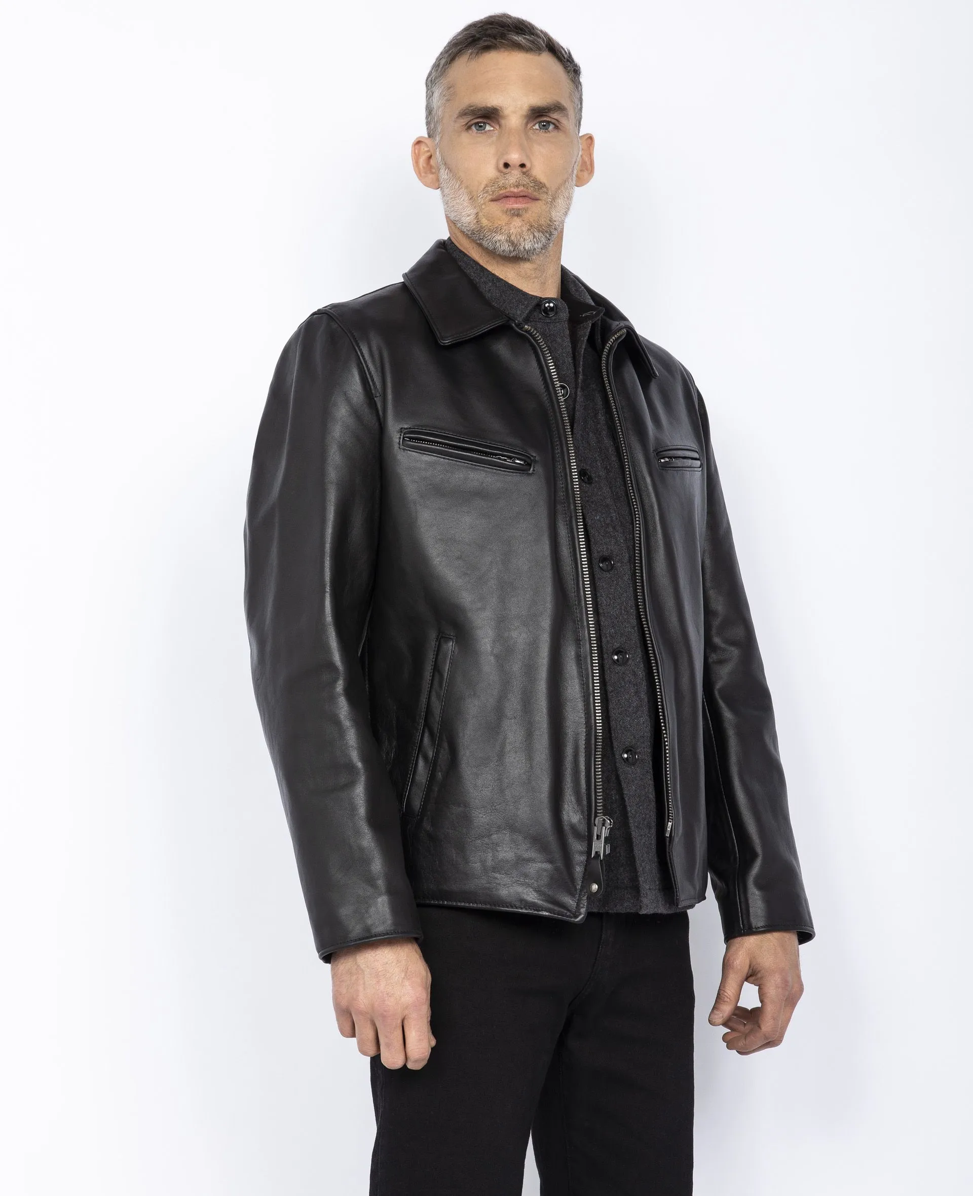 Blouson motard mythique USA, cuir de vachette