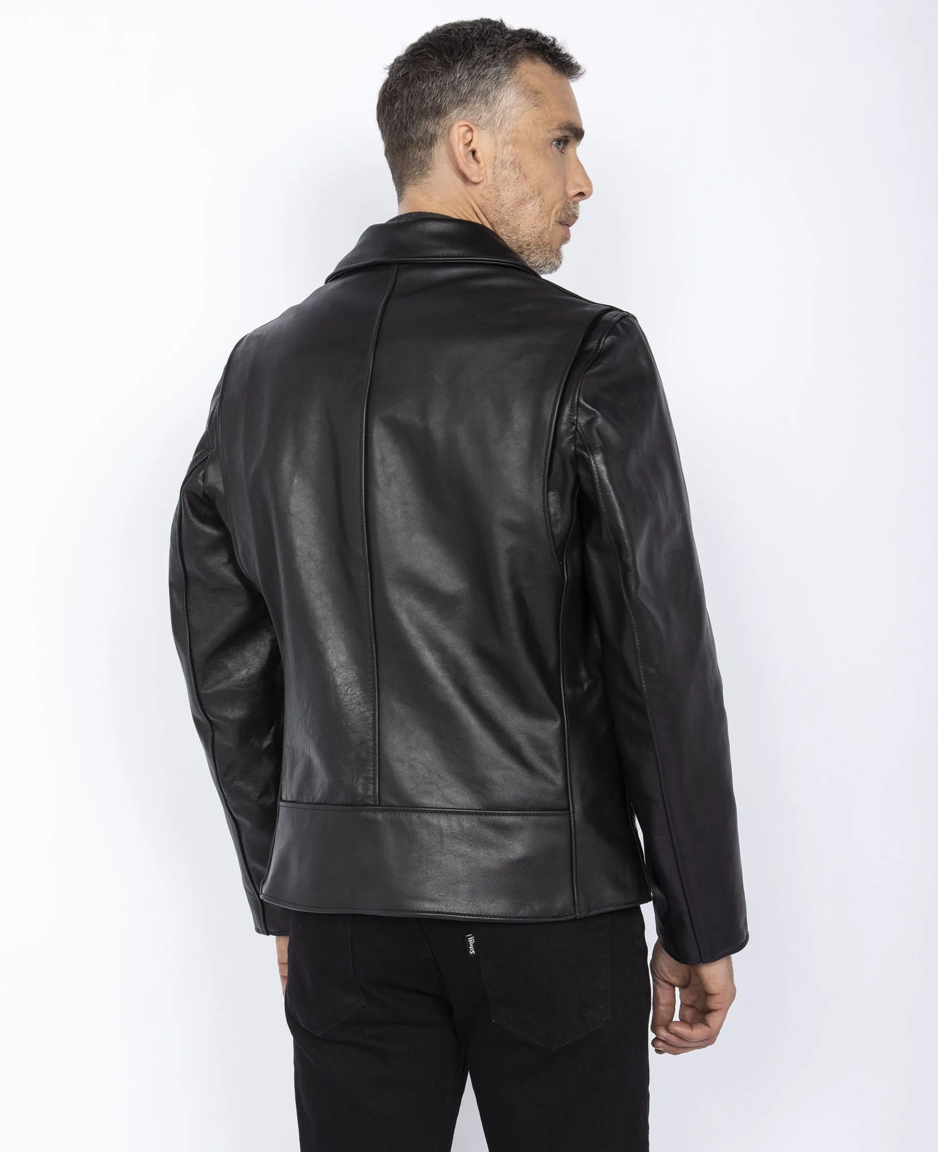 Blouson motard mythique USA, cuir de vachette