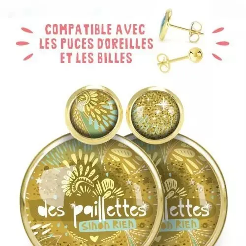 Boucles illustrées de créateur, Paillettes