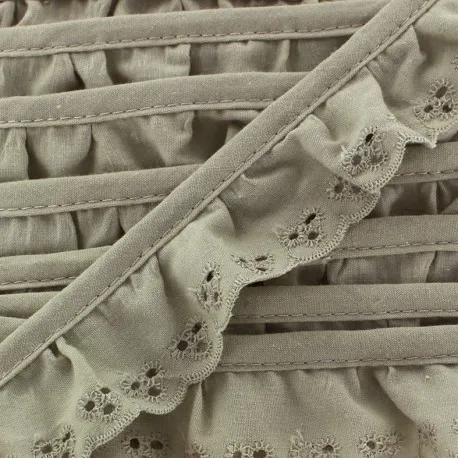 Broderie anglaise froncée 35mm - grège
