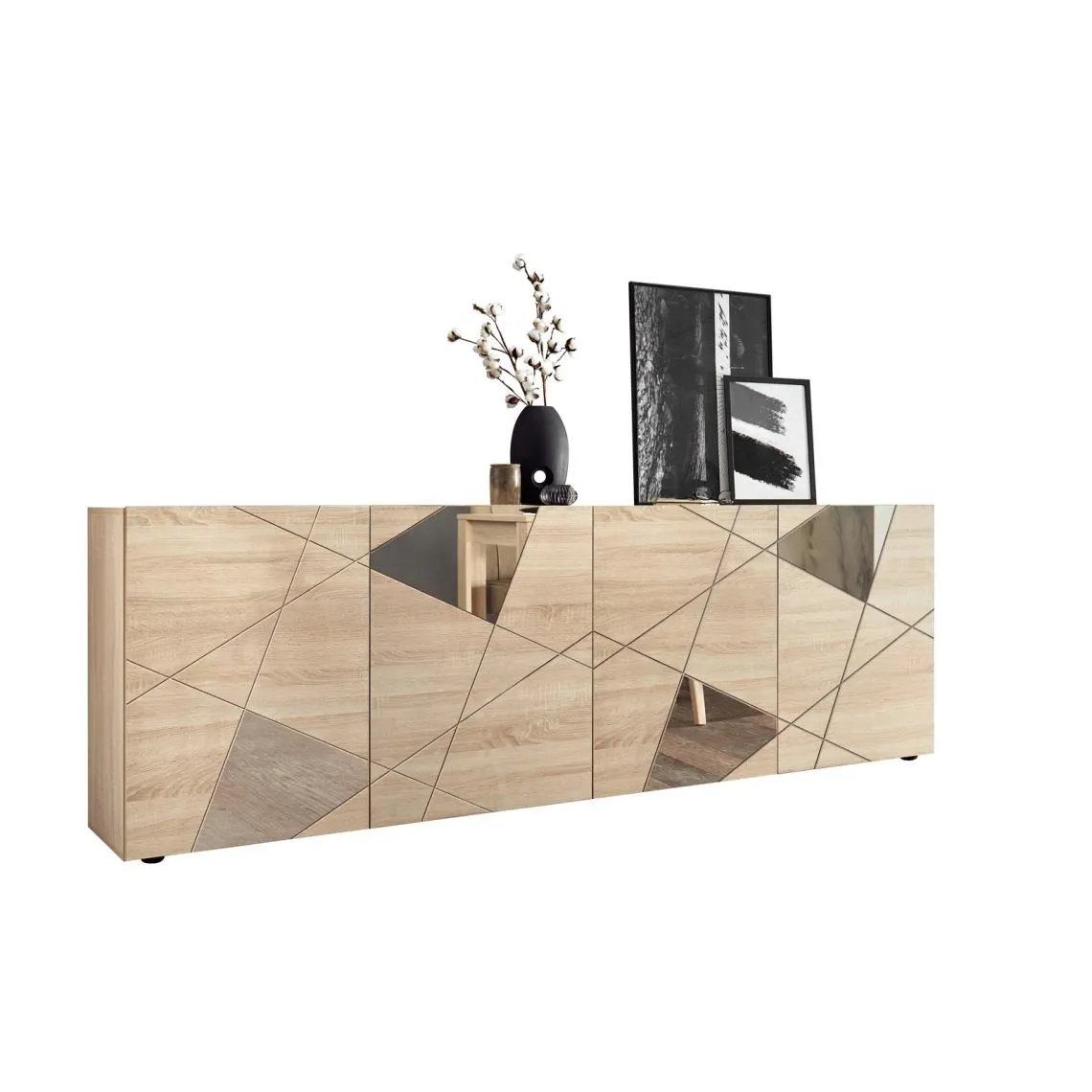 Buffet 4 portes VITTORIA décor chene avec sérigraphie  | 3 Suisses