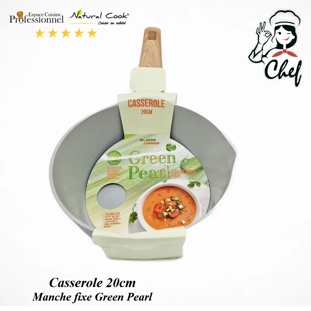 Casserole 20cm manche fixe céramique Green Pearl