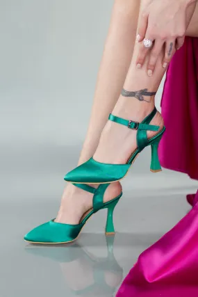 Chaussure de soirée Satin Vert AB1086