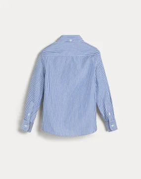 Chemise en toile de coton rayée à col boutonné et patch