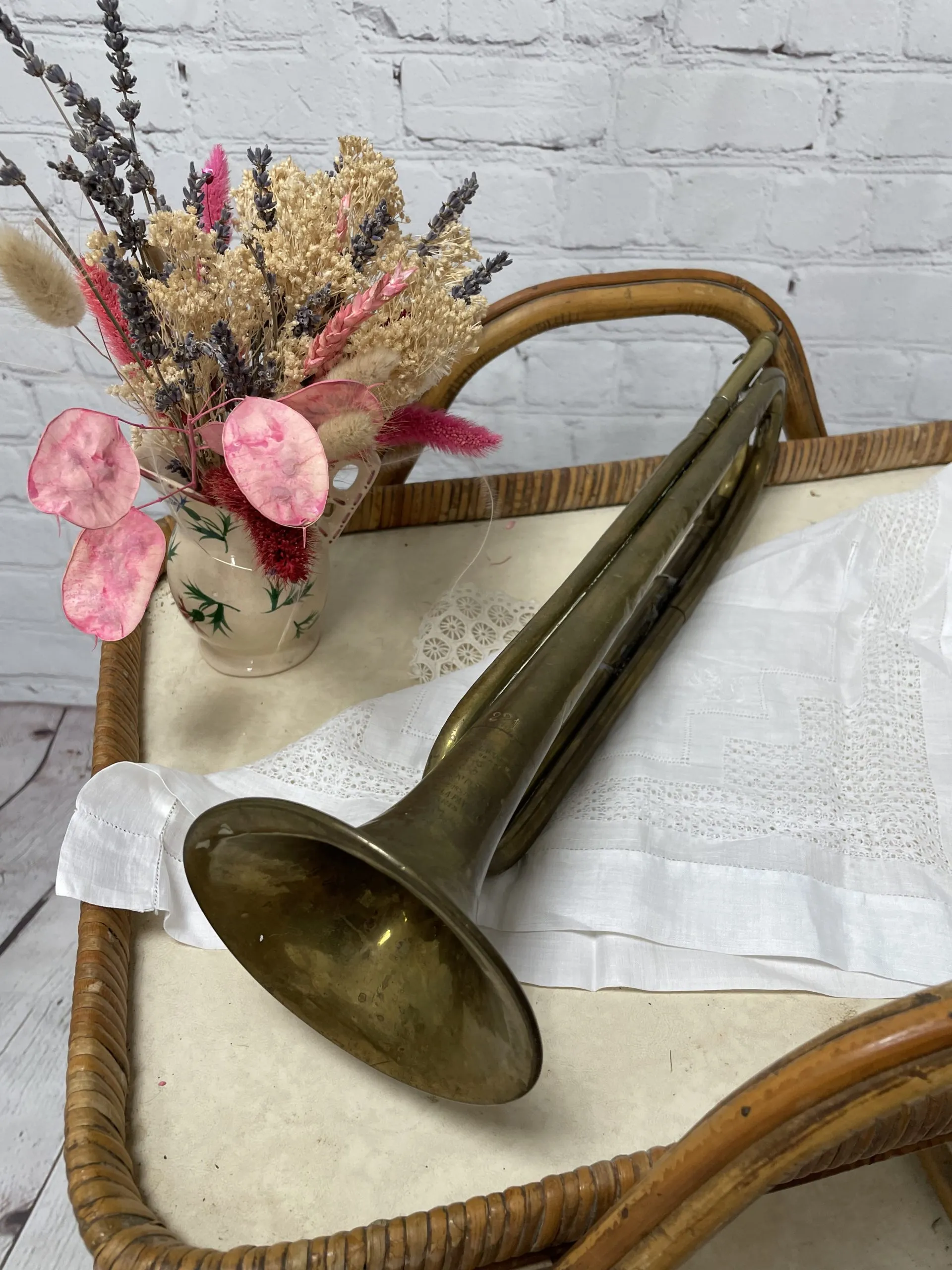 Clairon trompette de cavalerie 1900 vintage en laiton - Ressourcerie Histoires Sans Fin