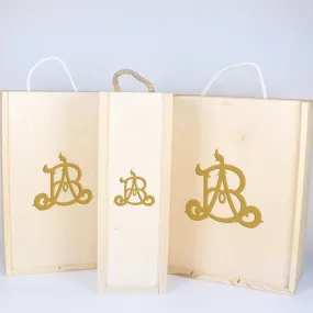 Coffret de bouteilles avec monogramme gravé