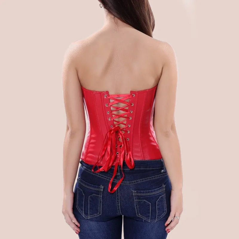 Corset en cuir rouge bustier