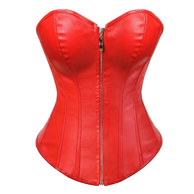 Corset en cuir rouge bustier