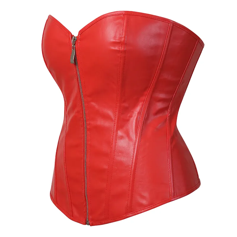 Corset en cuir rouge bustier