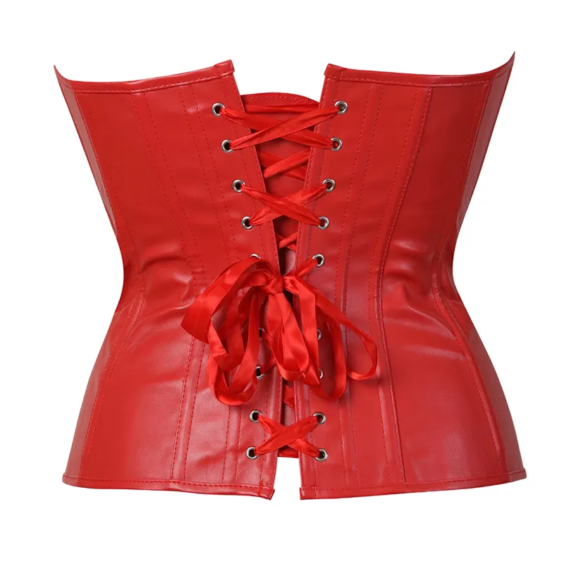 Corset en cuir rouge bustier