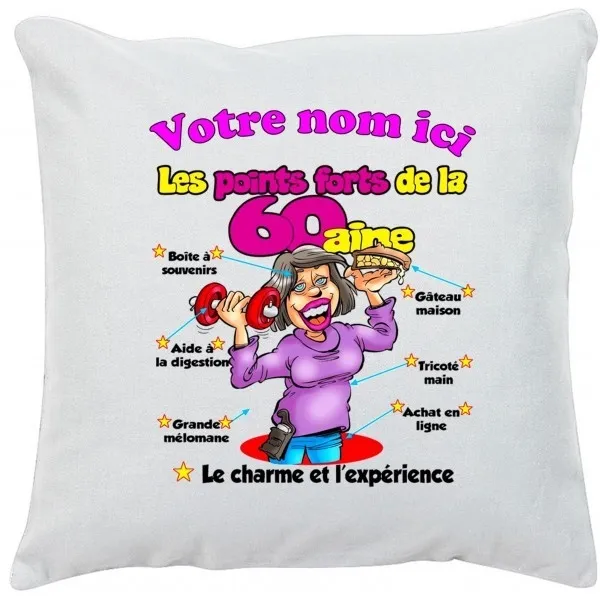 Coussin Anniversaire 60 ans femme