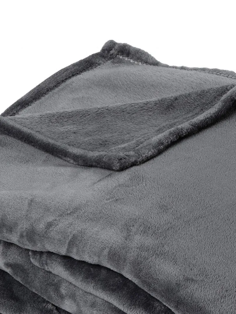 Couverture Unie en Micro Velours - gris anthracite