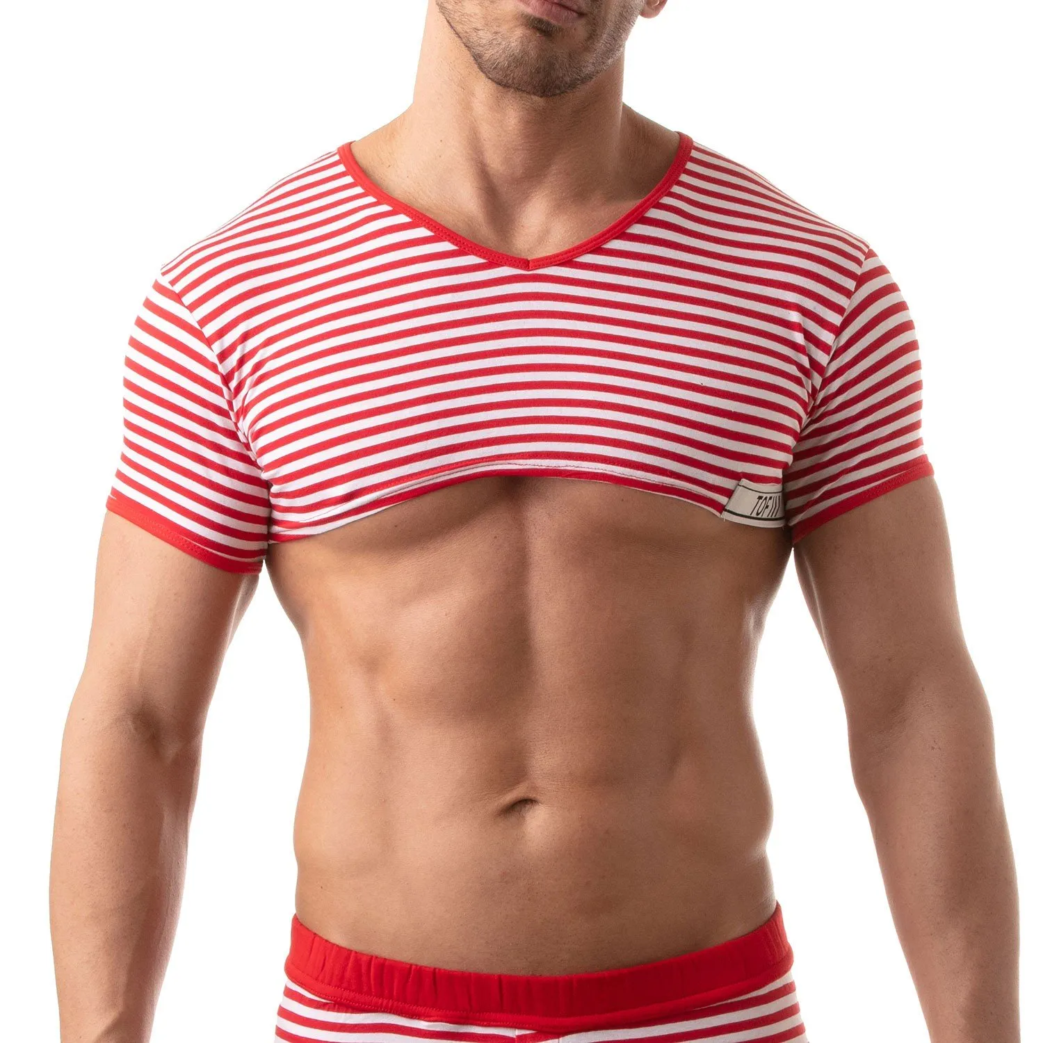 Crop Top Sailor Tof Paris - Rouge - TOF Paris : vente T-shirt manch...