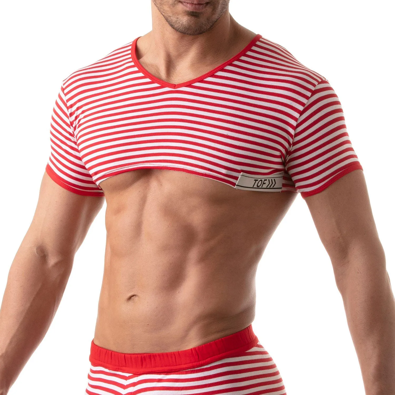 Crop Top Sailor Tof Paris - Rouge - TOF Paris : vente T-shirt manch...