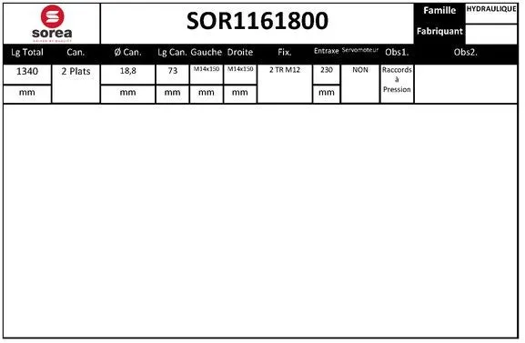 Crémaillière de direction SNRA SOR1161800 