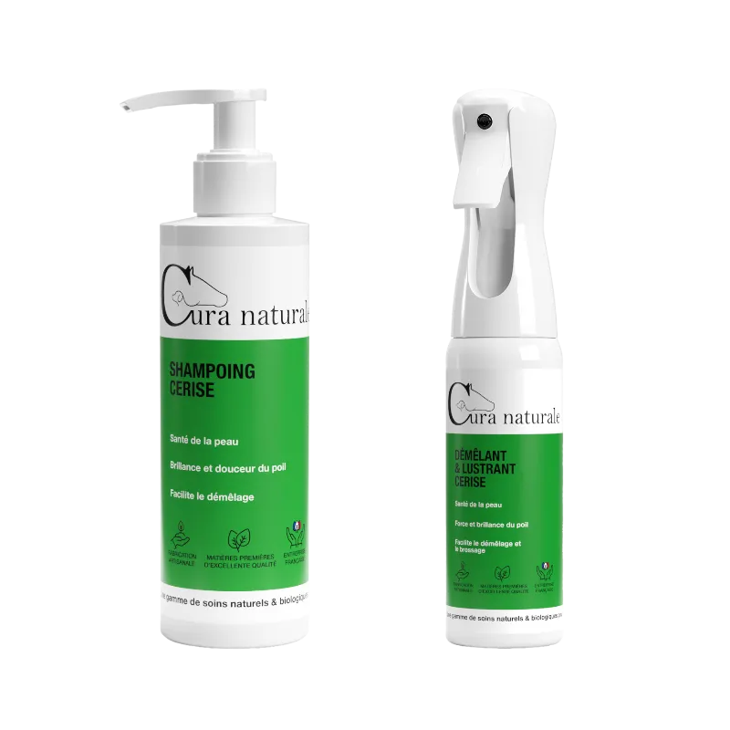 Cura Naturale - Pack shampoing 250 ml et démêlant 200 ml cerise