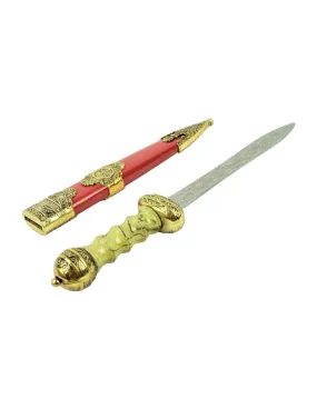 Dague romaine décorative avec fourreau doré et rouge ⚔️ Boutique Épées