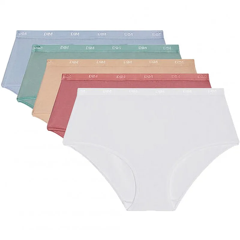 DIM 5 Boxers Femme POCKETSSTRETCH Bleu Vert Blanc Rose litchi