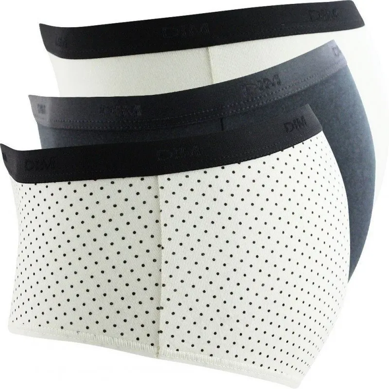 DIM Lot de 3 Boxers Femme Coton POCKETS STRETCH Noeud Noir