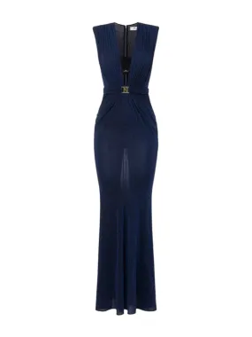 Elisabetta Franchi Robe bleue tapis rouge en jersey Lurex AB68547E2 CM5