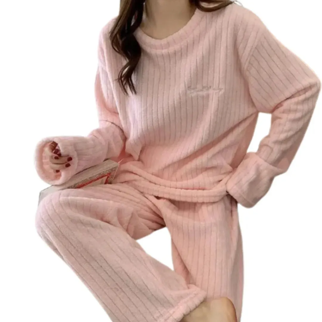 Ensemble de Pyjamas en Velours Ctelé pais pour Femmes : Confort et Chaleur