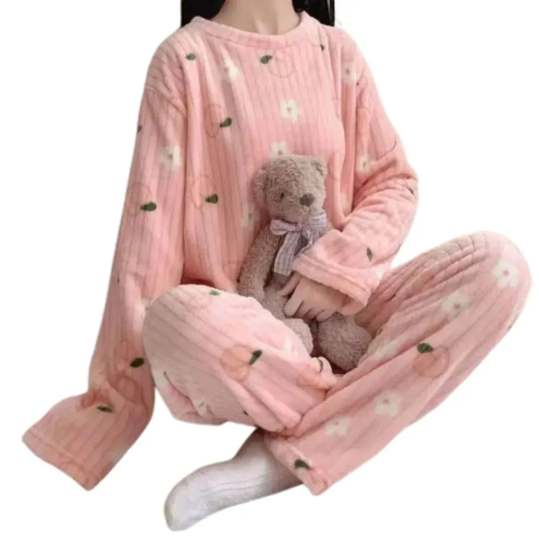 Ensemble de Pyjamas en Velours Ctelé pais pour Femmes : Confort et Chaleur