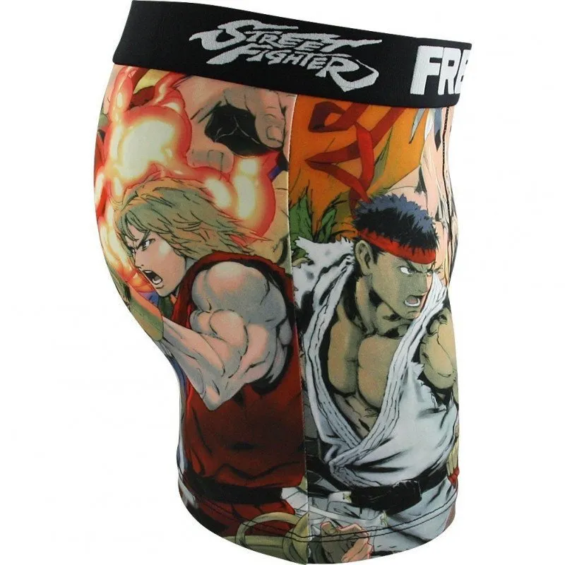 FREEGUN Boxer Homme Microfibre CRO Noir Multicol STREET FIGHTER