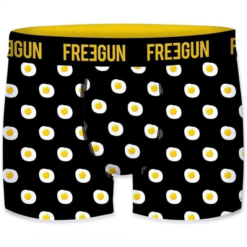 FREEGUN Lot de 2 Boxers Homme Coton bio BCBX2 OEUFS Noir Jaune