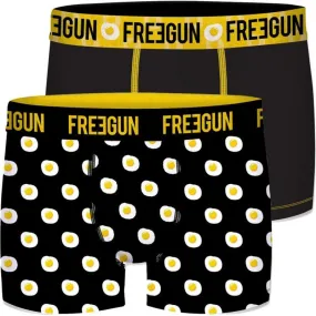 FREEGUN Lot de 2 Boxers Homme Coton bio BCBX2 OEUFS Noir Jaune