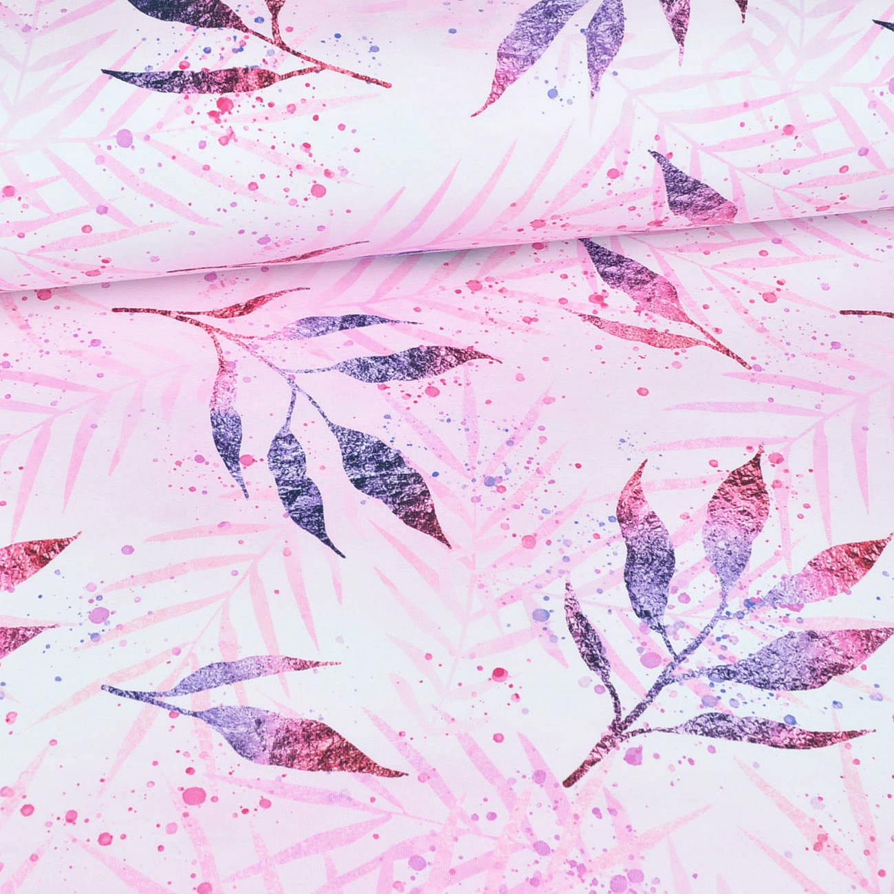 Jersey coton Magie des feuilles | Glitzerpüppi – rosé